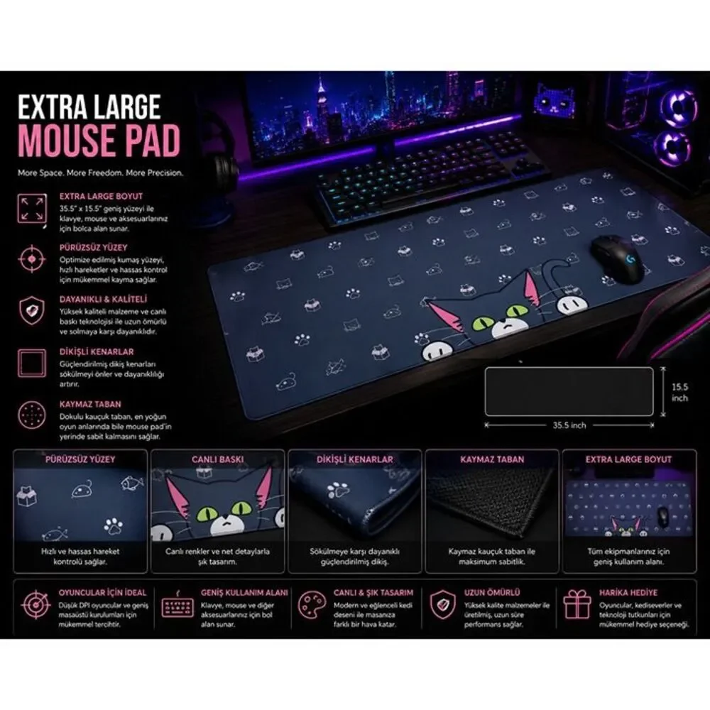 Extra Large Cat Mouse Pad 35.5